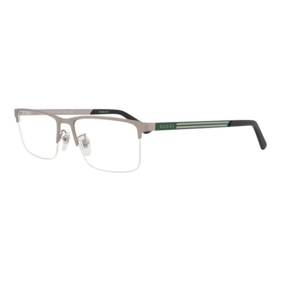 Gucci Mens Square/Rectangle Ruthenium Green Transparent Fashion Designer Eyewear - Picture 1 of 4